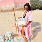 Beach Wet Pouch | Pink + Green Stripe